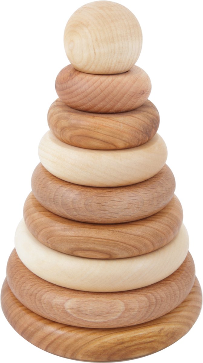 Wooden Story Wooden Stacking Toy | Houten Stapeltoren | Houten Puzzel Ringtoren Naturel